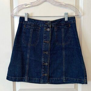Topshop Buttoned Denim Mini Skirt Size 26